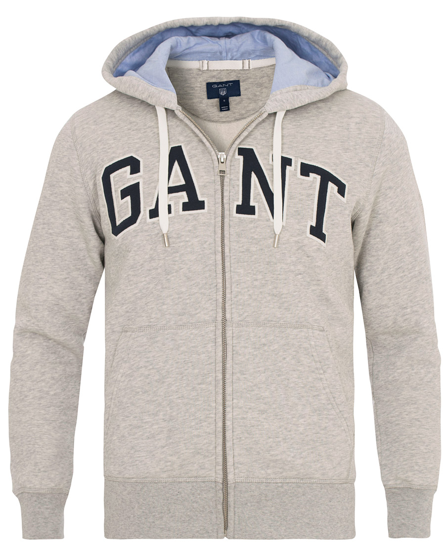 Homme | Pulls Et Tricots | Gant | Outline Full Zip Hoodie Light Grey Melange