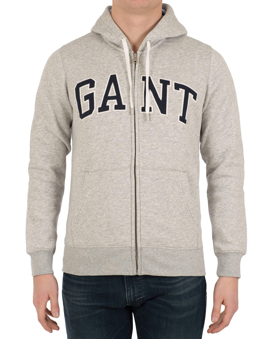 Homme | Pulls Et Tricots | Gant | Outline Full Zip Hoodie Light Grey Melange