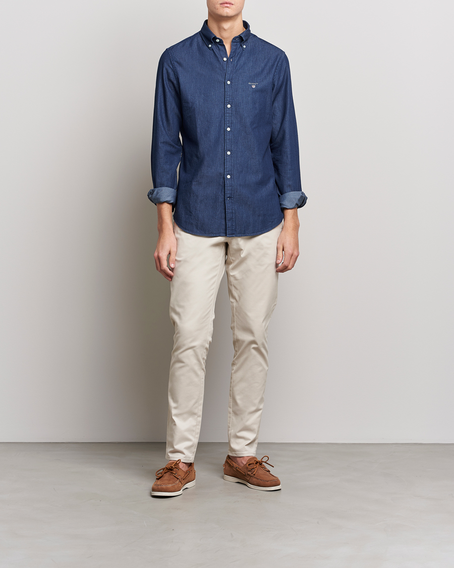 Homme | Chemises | GANT | Slim Fit Denim Shirt Dark Indigo