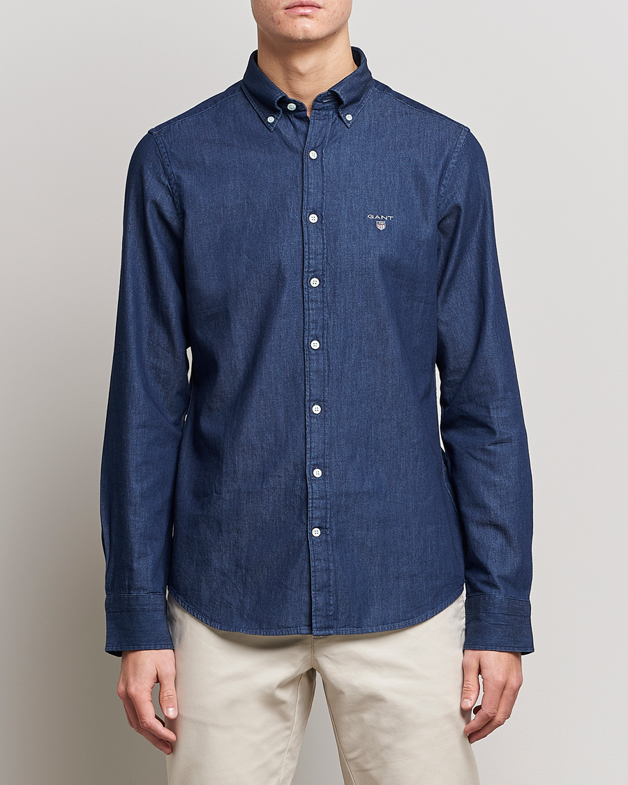 Homme | Chemises | GANT | Slim Fit Denim Shirt Dark Indigo