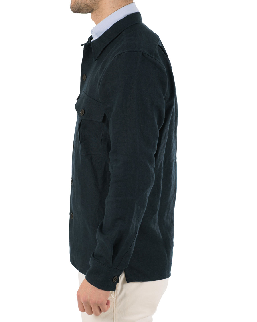 Homme | Chemises | Drake's | Linen 2 Pocket Schacket Navy