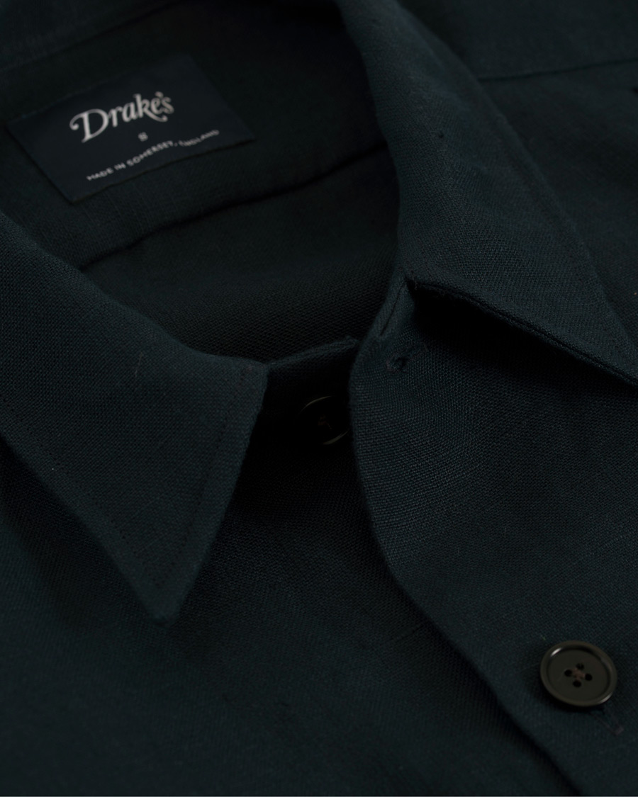 Homme | Chemises | Drake's | Linen 2 Pocket Schacket Navy
