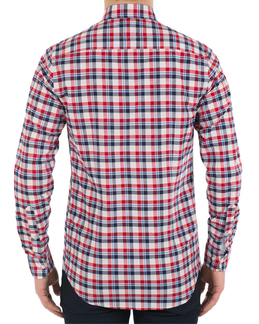 Homme | Chemises | Tommy Hilfiger | Slim Fit Cotton/Linen Check Shirt Red/Maritime Blue