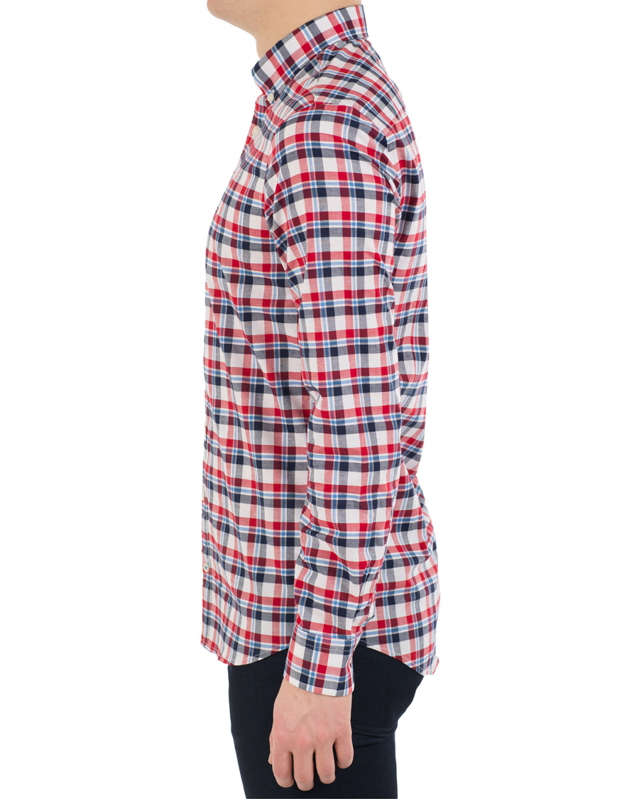 Homme | Chemises | Tommy Hilfiger | Slim Fit Cotton/Linen Check Shirt Red/Maritime Blue