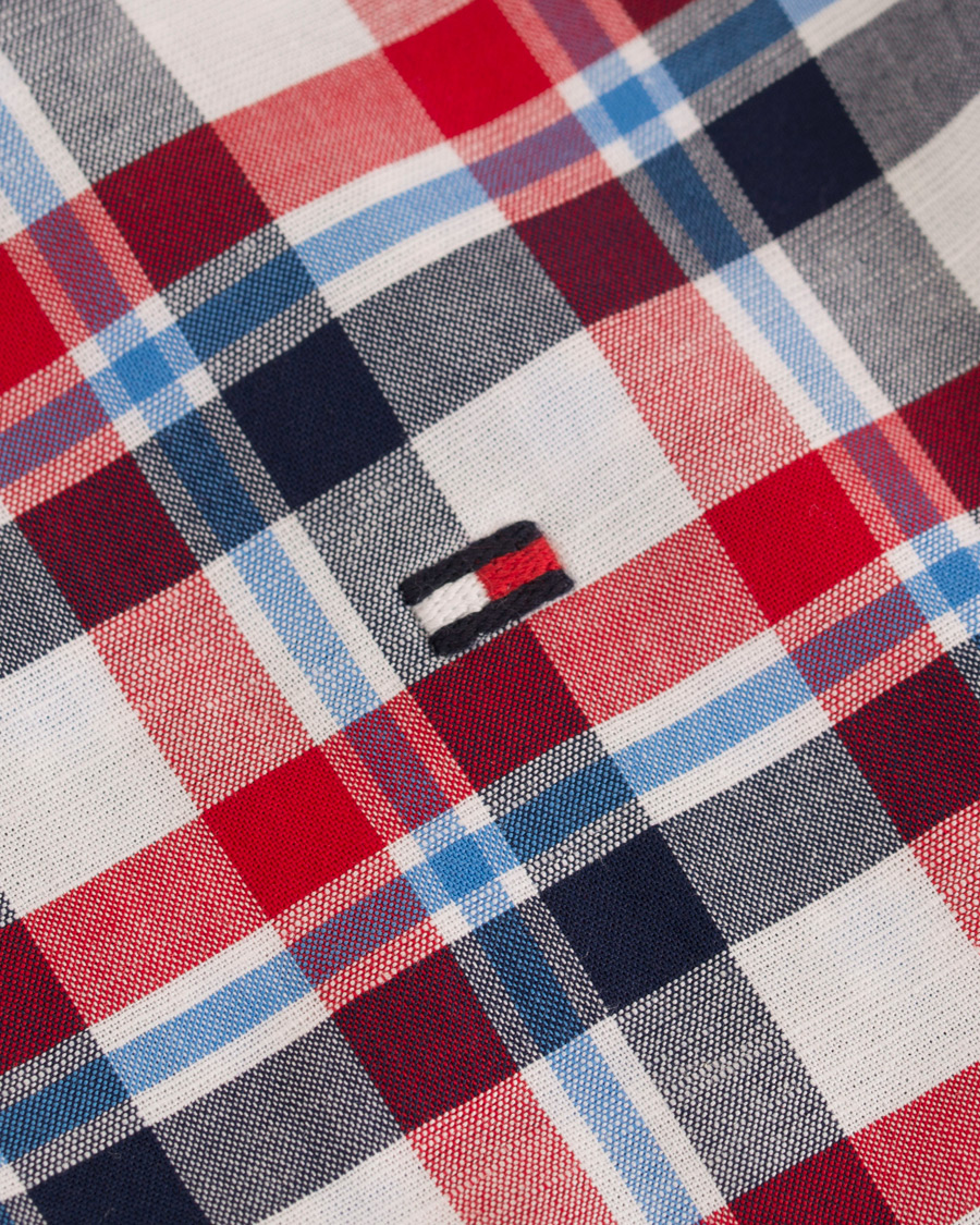 Homme | Chemises | Tommy Hilfiger | Slim Fit Cotton/Linen Check Shirt Red/Maritime Blue