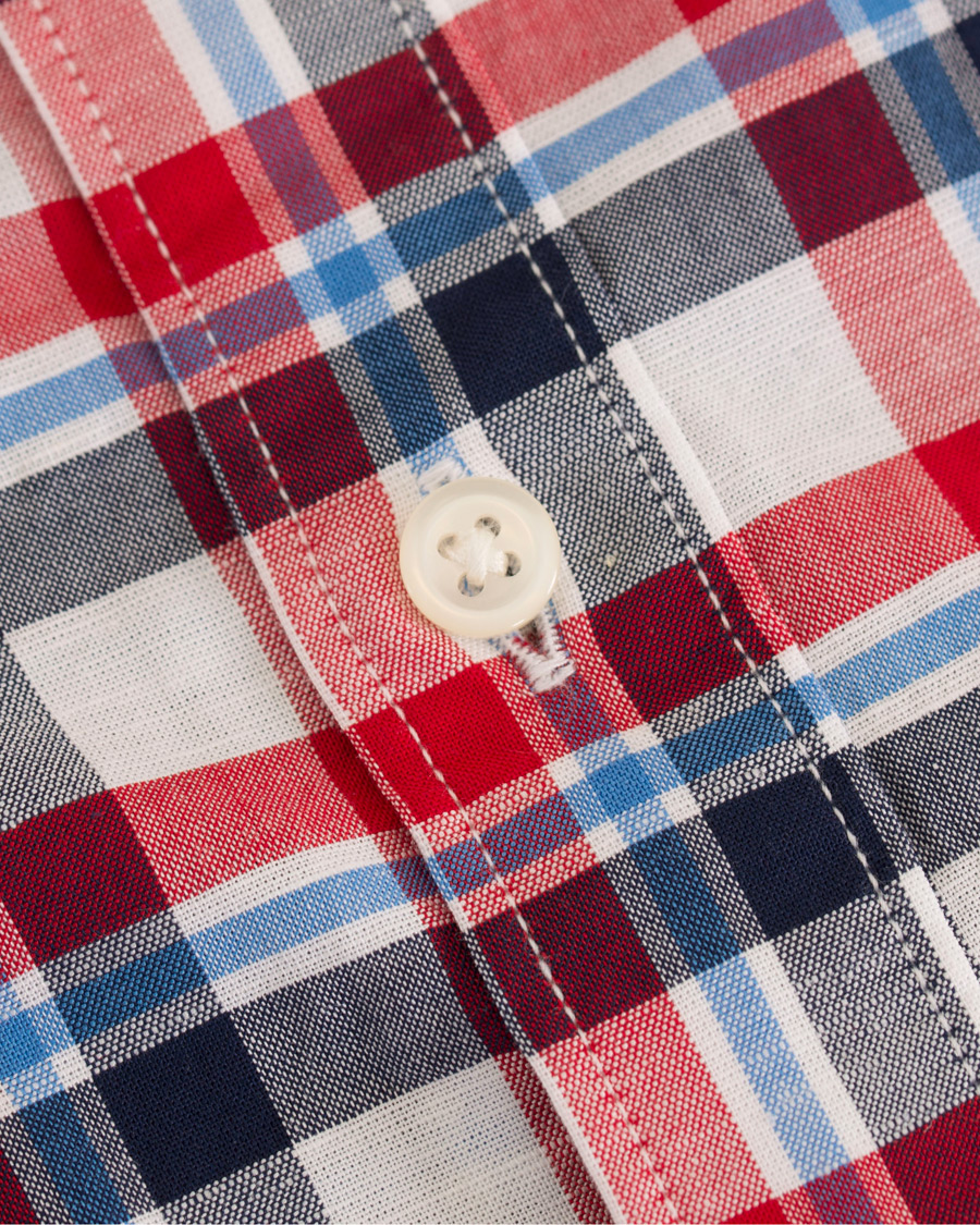 Homme | Chemises | Tommy Hilfiger | Slim Fit Cotton/Linen Check Shirt Red/Maritime Blue