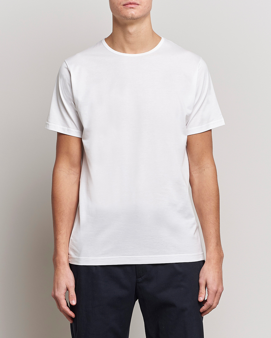 Homme | T-Shirts Blancs | Sunspel | Superfine Cotton Crew Neck Tee White