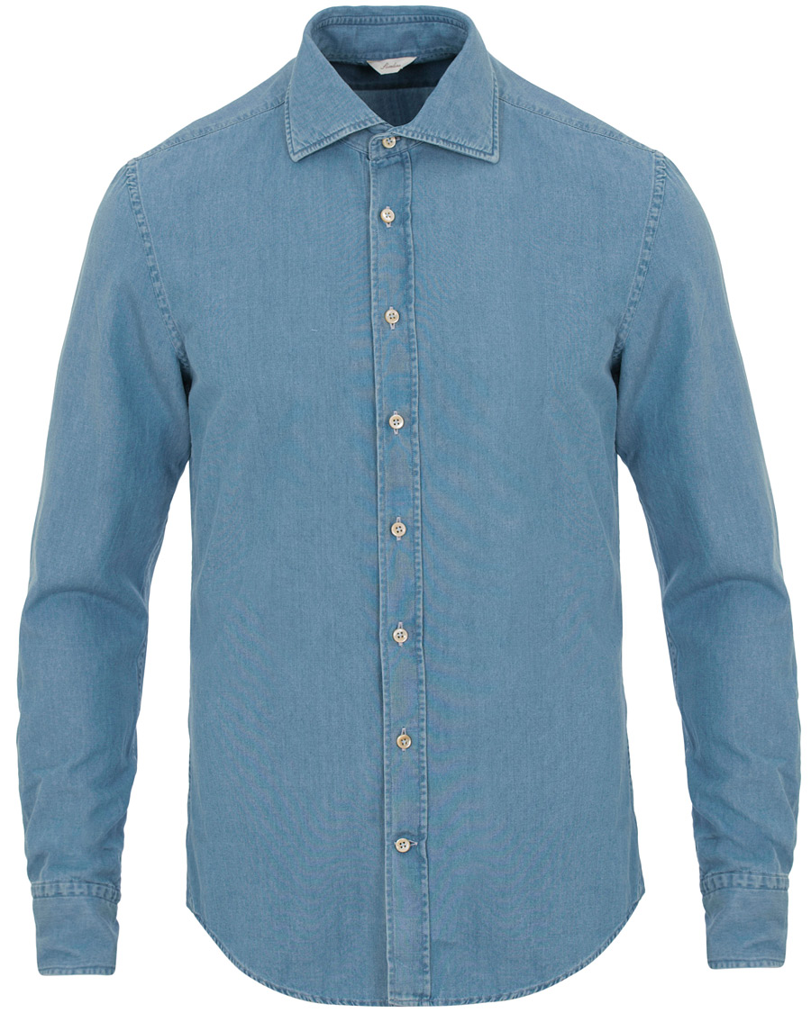 Homme | Chemises | Stenströms | Slimline Garment Washed Shirt Light Denim