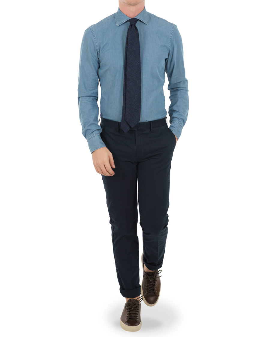 Homme | Chemises | Stenströms | Slimline Garment Washed Shirt Light Denim