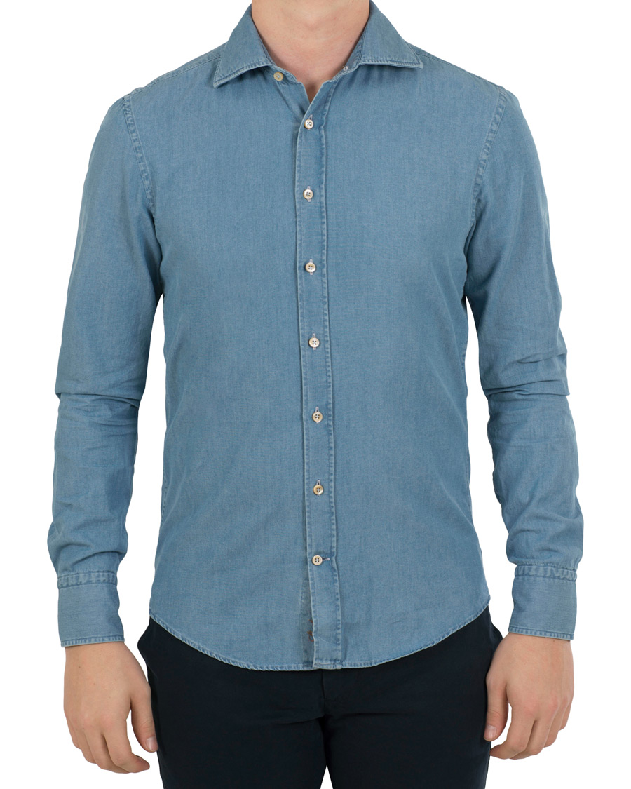 Homme | Chemises | Stenströms | Slimline Garment Washed Shirt Light Denim