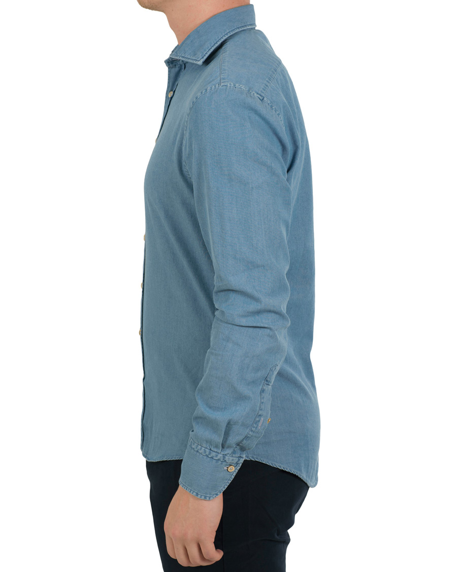 Homme | Chemises | Stenströms | Slimline Garment Washed Shirt Light Denim