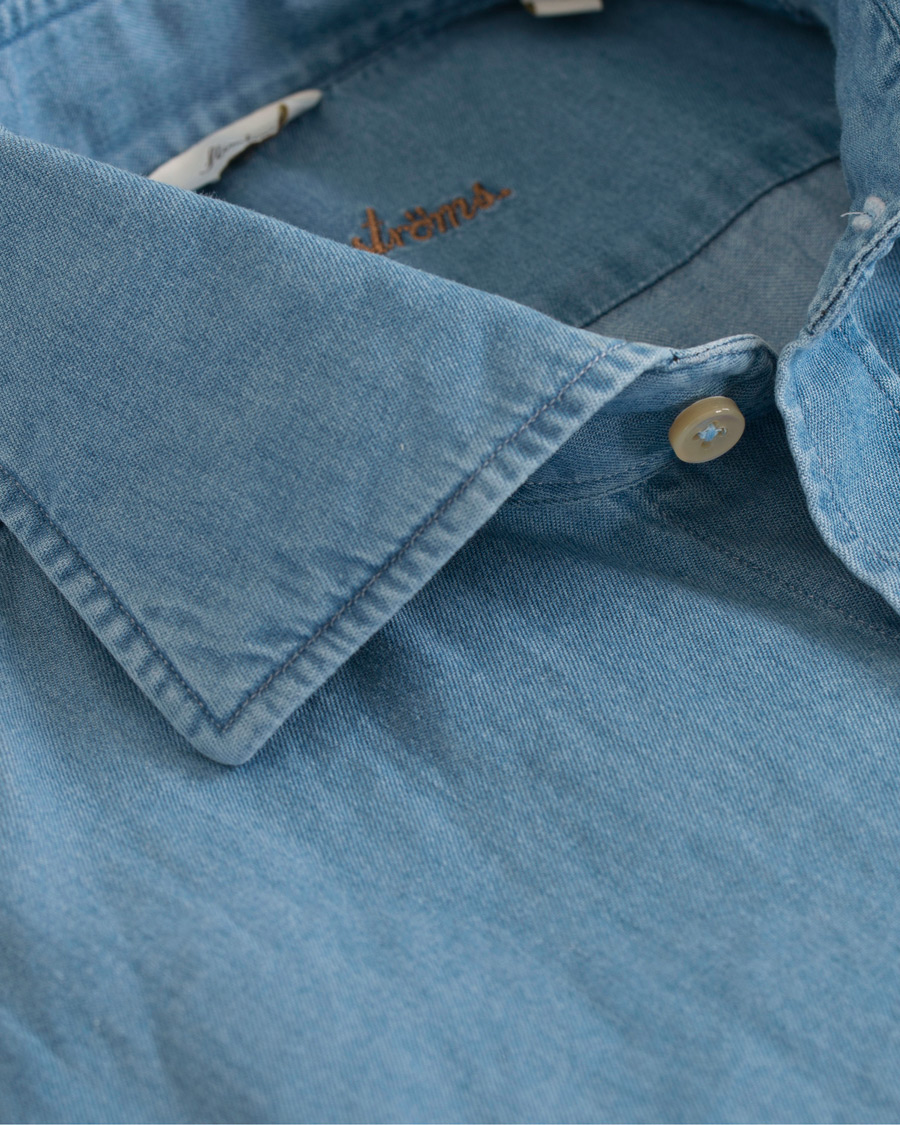 Homme | Chemises | Stenströms | Slimline Garment Washed Shirt Light Denim