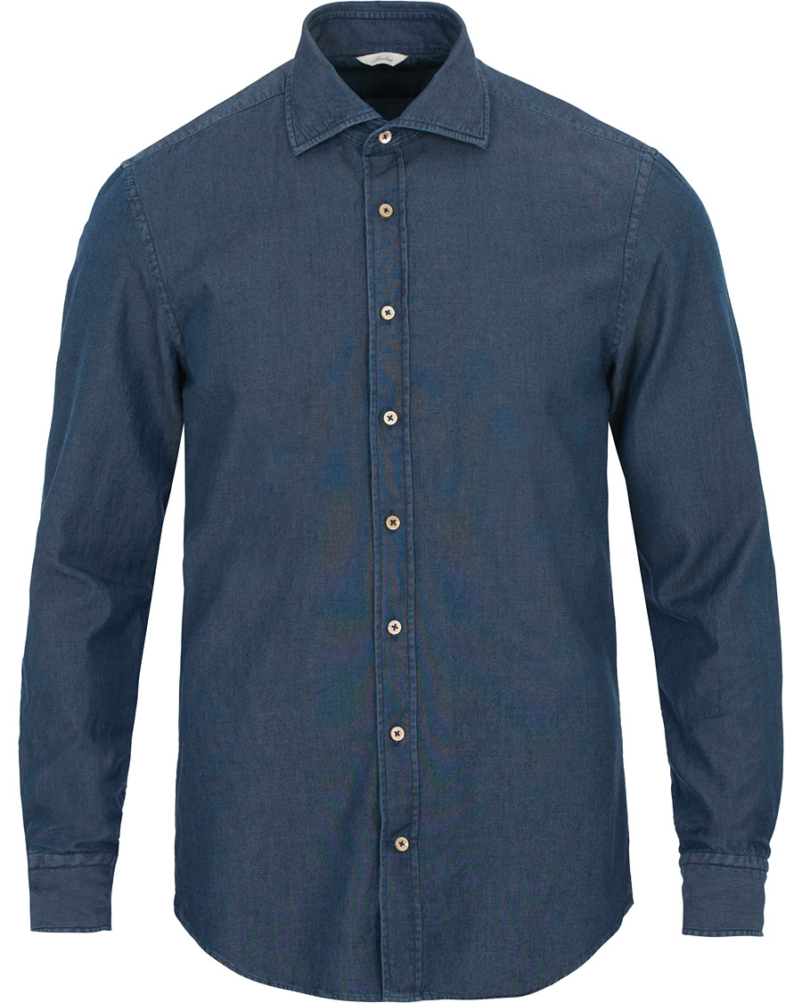 Homme | Chemises | Stenströms | Slimline Garment Washed Shirt Dark Denim
