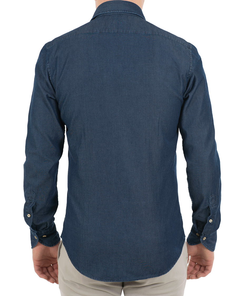 Homme | Chemises | Stenströms | Slimline Garment Washed Shirt Dark Denim