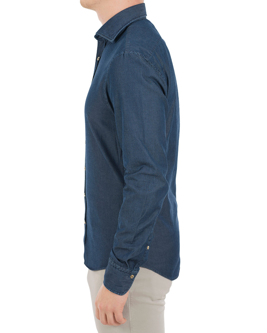 Homme | Chemises | Stenströms | Slimline Garment Washed Shirt Dark Denim