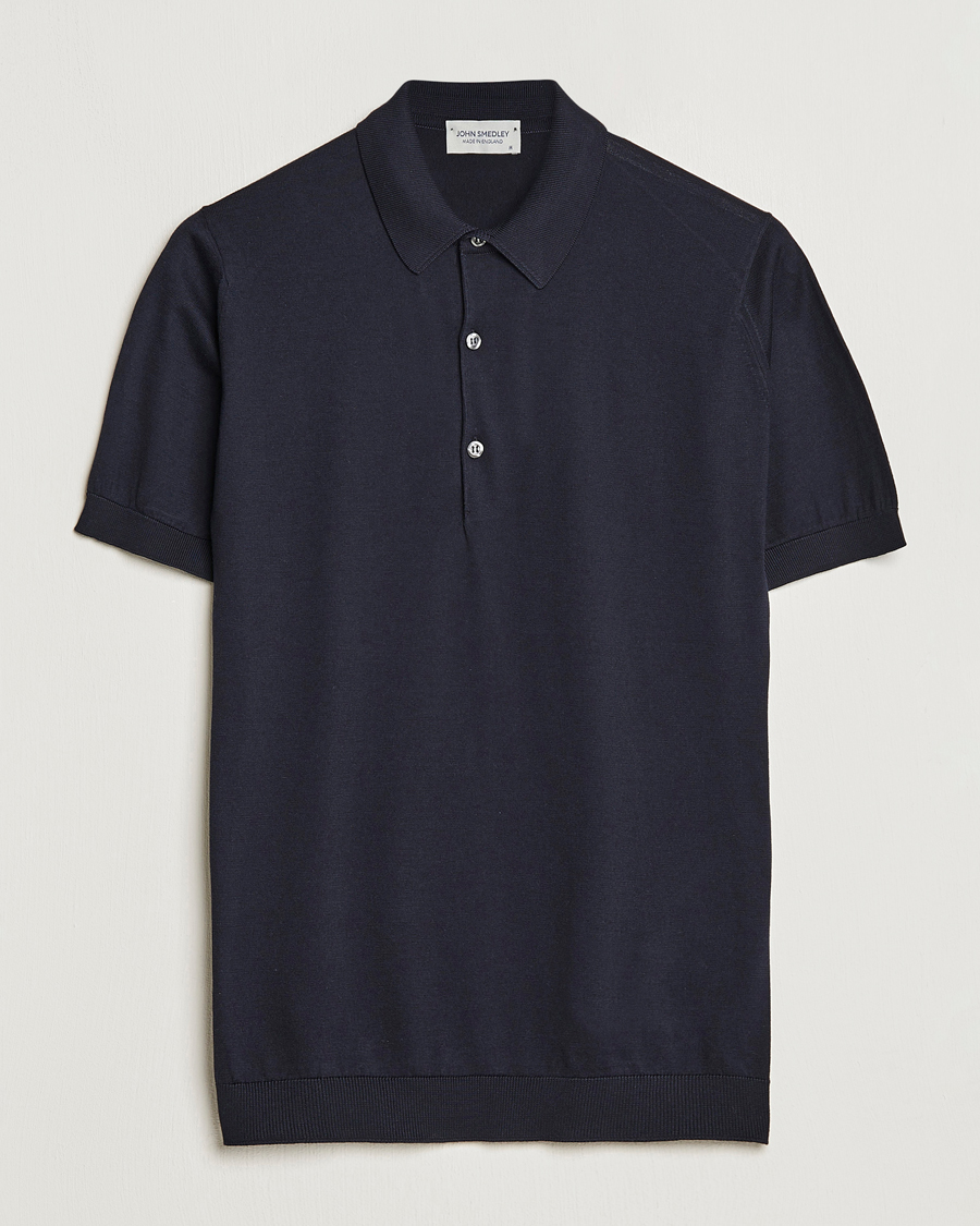 Homme | Polos | John Smedley | Adrian Slim Fit Sea Island Polo Navy