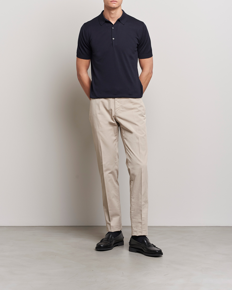 Homme | Polos | John Smedley | Adrian Slim Fit Sea Island Polo Navy