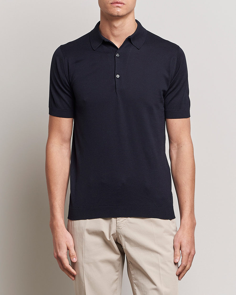 Homme | Sections | John Smedley | Adrian Slim Fit Sea Island Polo Navy
