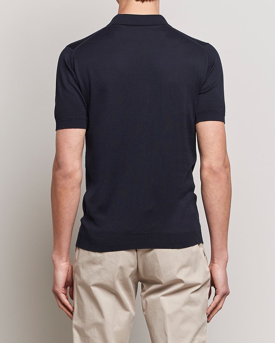 Homme | Polos | John Smedley | Adrian Slim Fit Sea Island Polo Navy
