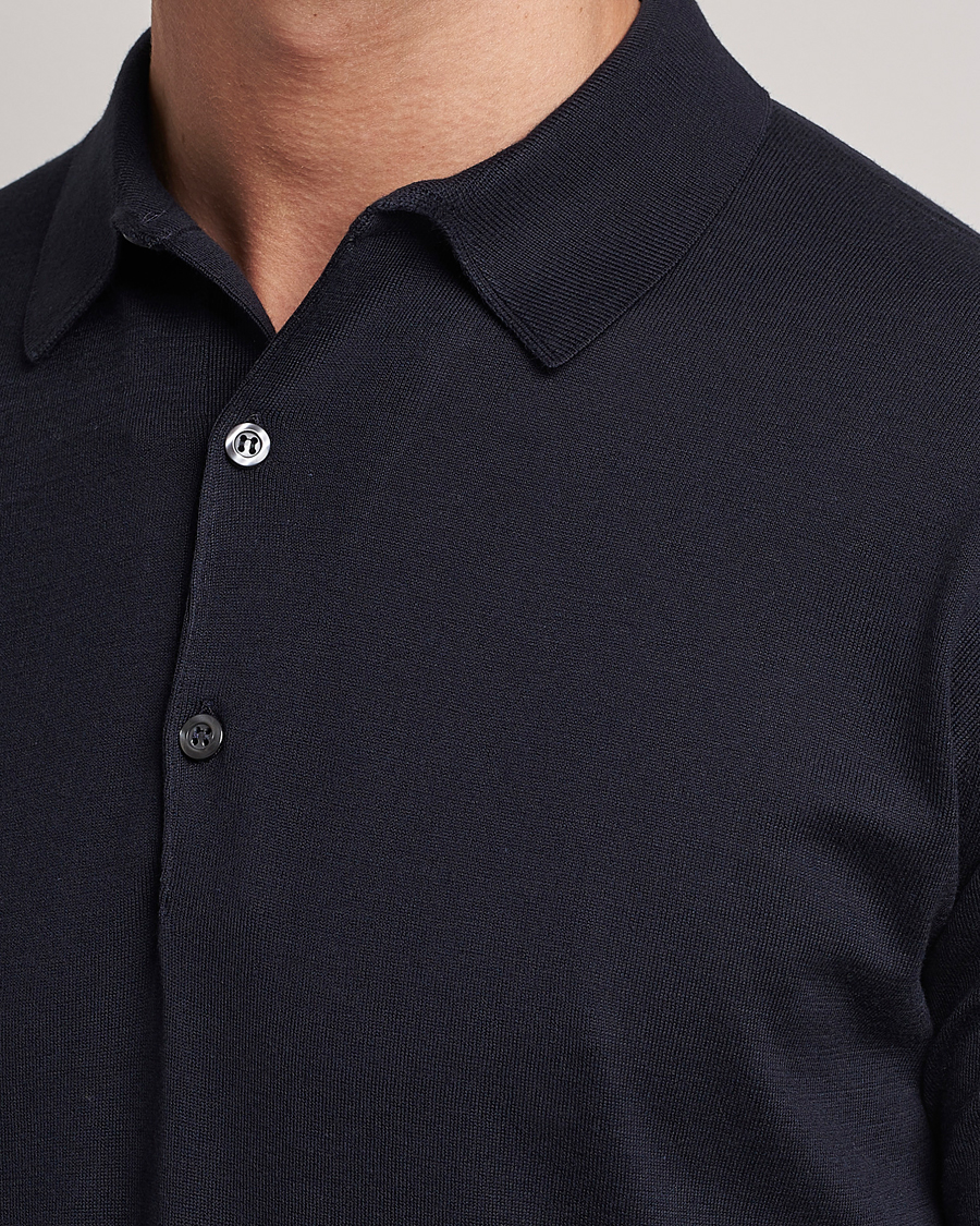 Homme | Polos | John Smedley | Adrian Slim Fit Sea Island Polo Navy