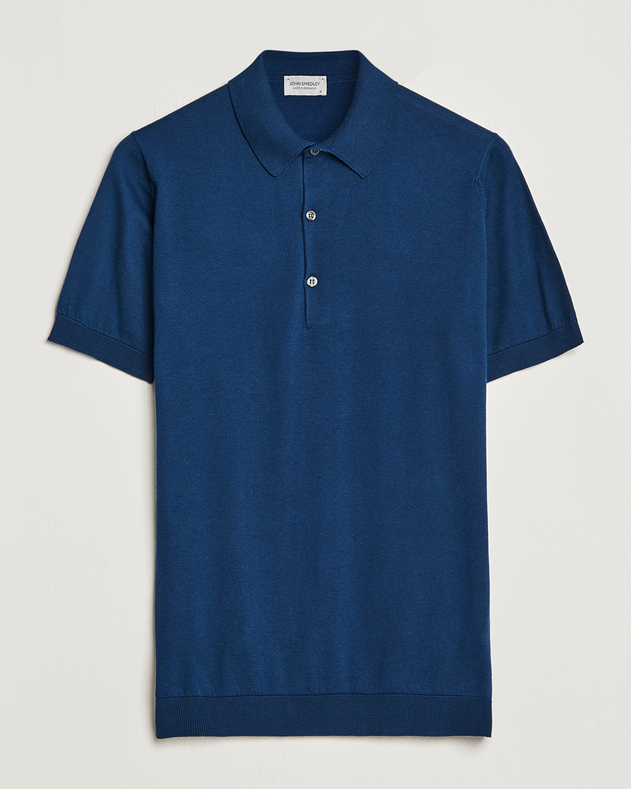 Homme | Polos | John Smedley | Adrian Slim Fit Sea Island Polo Indigo