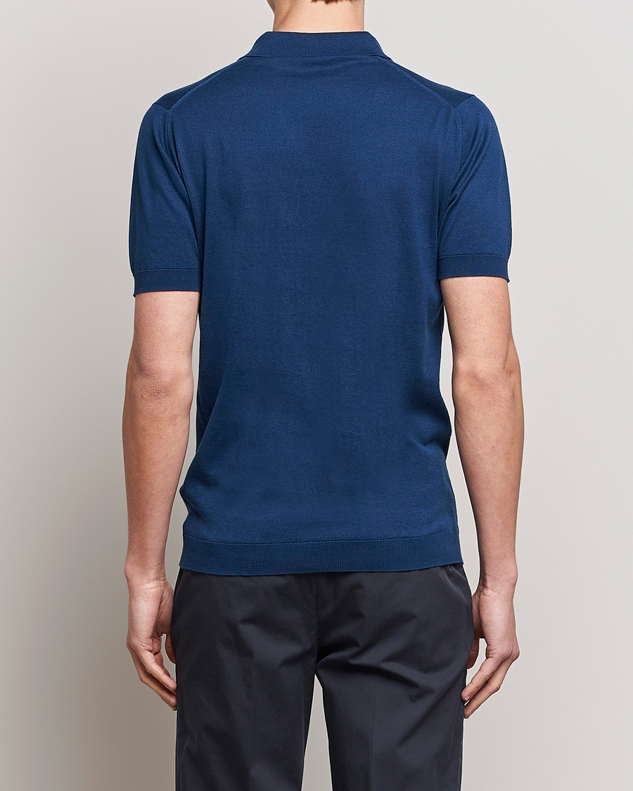 Homme | Polos | John Smedley | Adrian Slim Fit Sea Island Polo Indigo