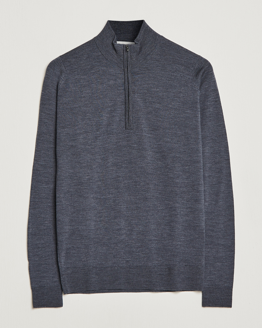 Homme | Pulls Et Tricots | John Smedley | Barrow Extra Fine Merino Half Zip Charcoal