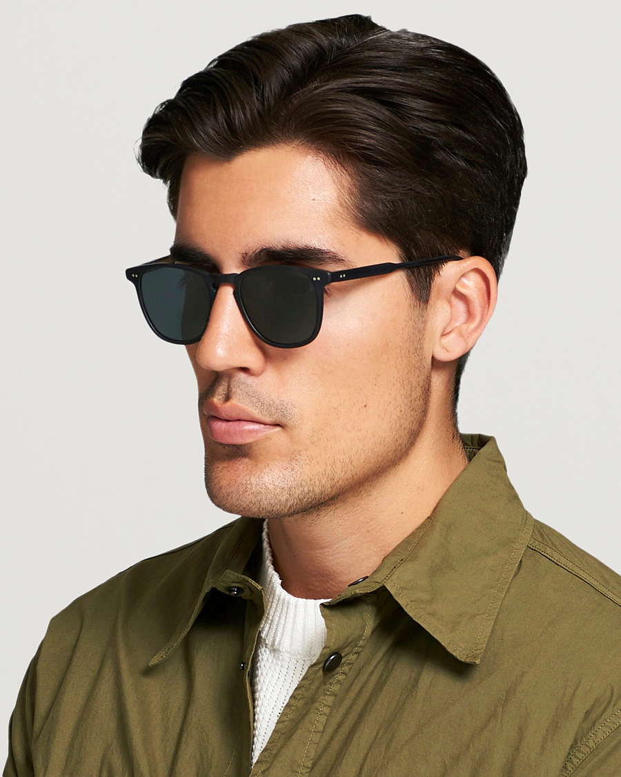 Homme | Garrett Leight Brooks 47 Sunglasses Matte Black/Blue Smoke Polarized | Garrett Leight | Brooks 47 Sunglasses Matte Black/Blue Smoke Polarized
