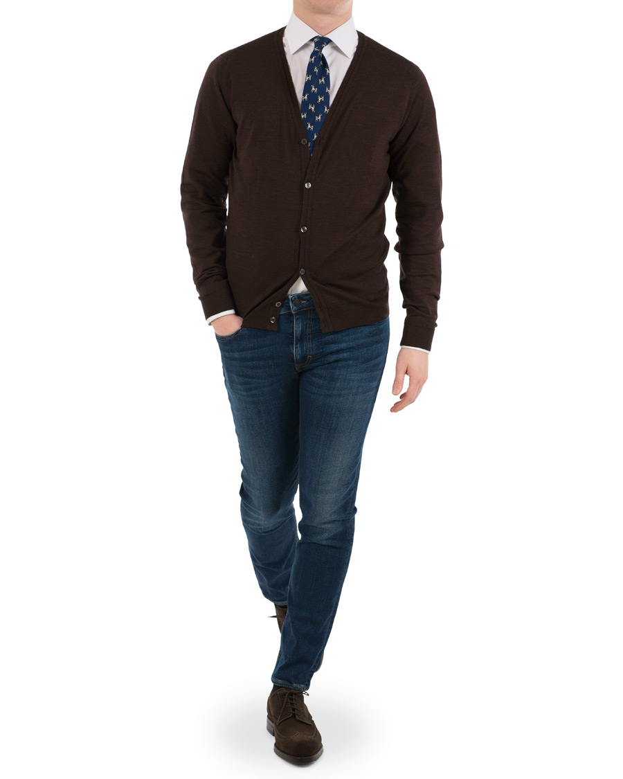 Homme | Pulls Et Tricots | John Smedley | Petworth Merino Cardigan Chestnut