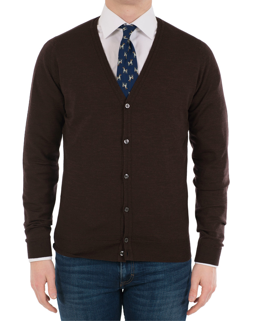 Homme | Pulls Et Tricots | John Smedley | Petworth Merino Cardigan Chestnut