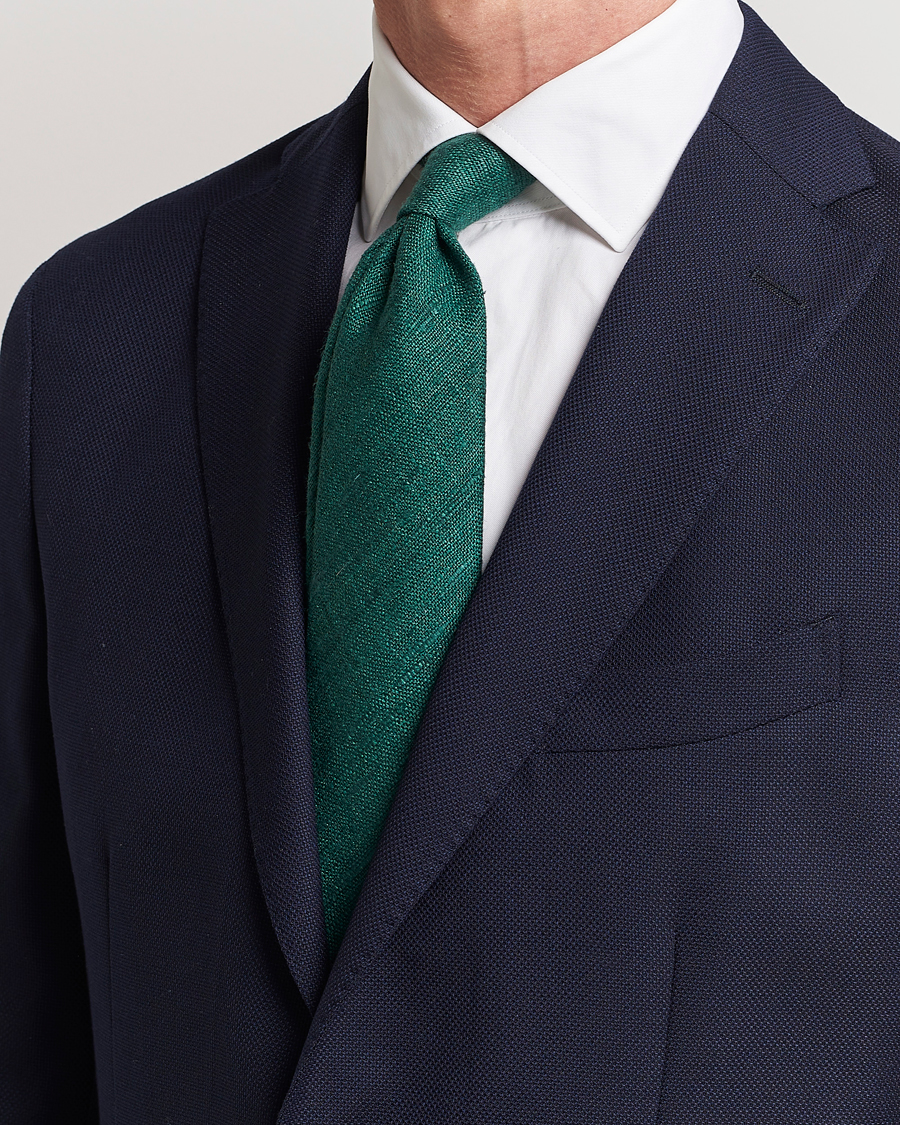 Homme | Cravates | Drake's | Drake'sSilk Tussah Handrolled TieGreen
