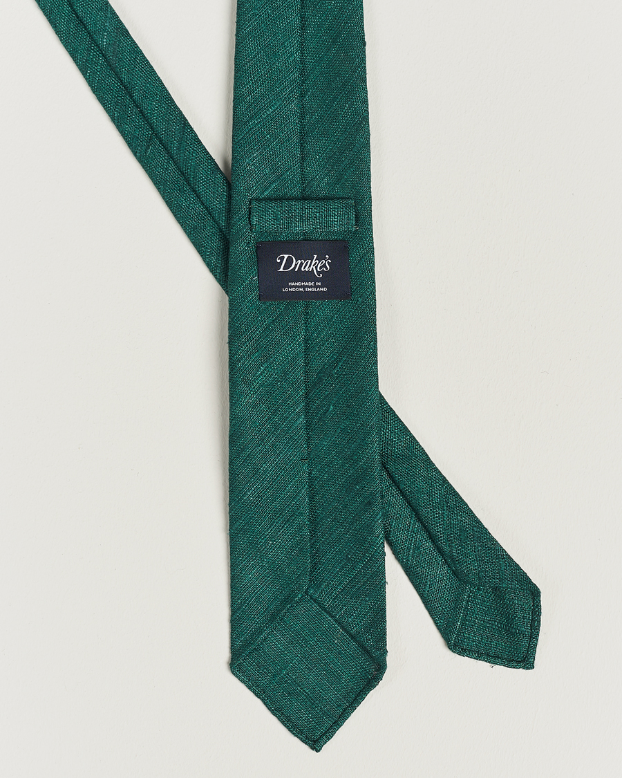 Homme | Cravates | Drake's | Drake'sSilk Tussah Handrolled TieGreen