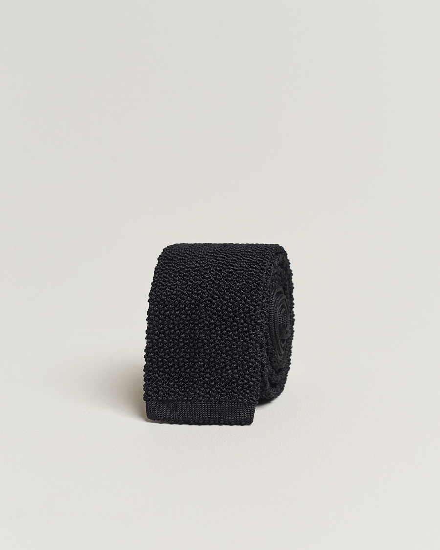 Homme | Drake's Knitted Silk 6.5 cm Tie Black | Drake's | Knitted Silk 6.5 cm Tie Black
