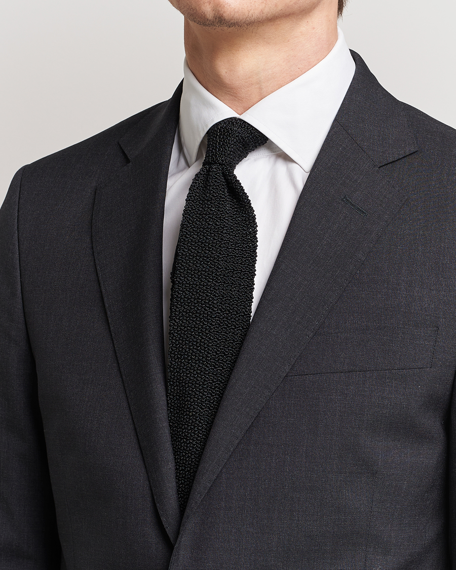 Homme | Drake's Knitted Silk 6.5 cm Tie Black | Drake's | Knitted Silk 6.5 cm Tie Black