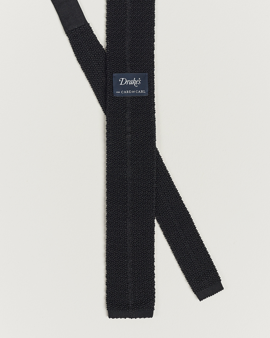 Homme | Drake's Knitted Silk 6.5 cm Tie Black | Drake's | Knitted Silk 6.5 cm Tie Black