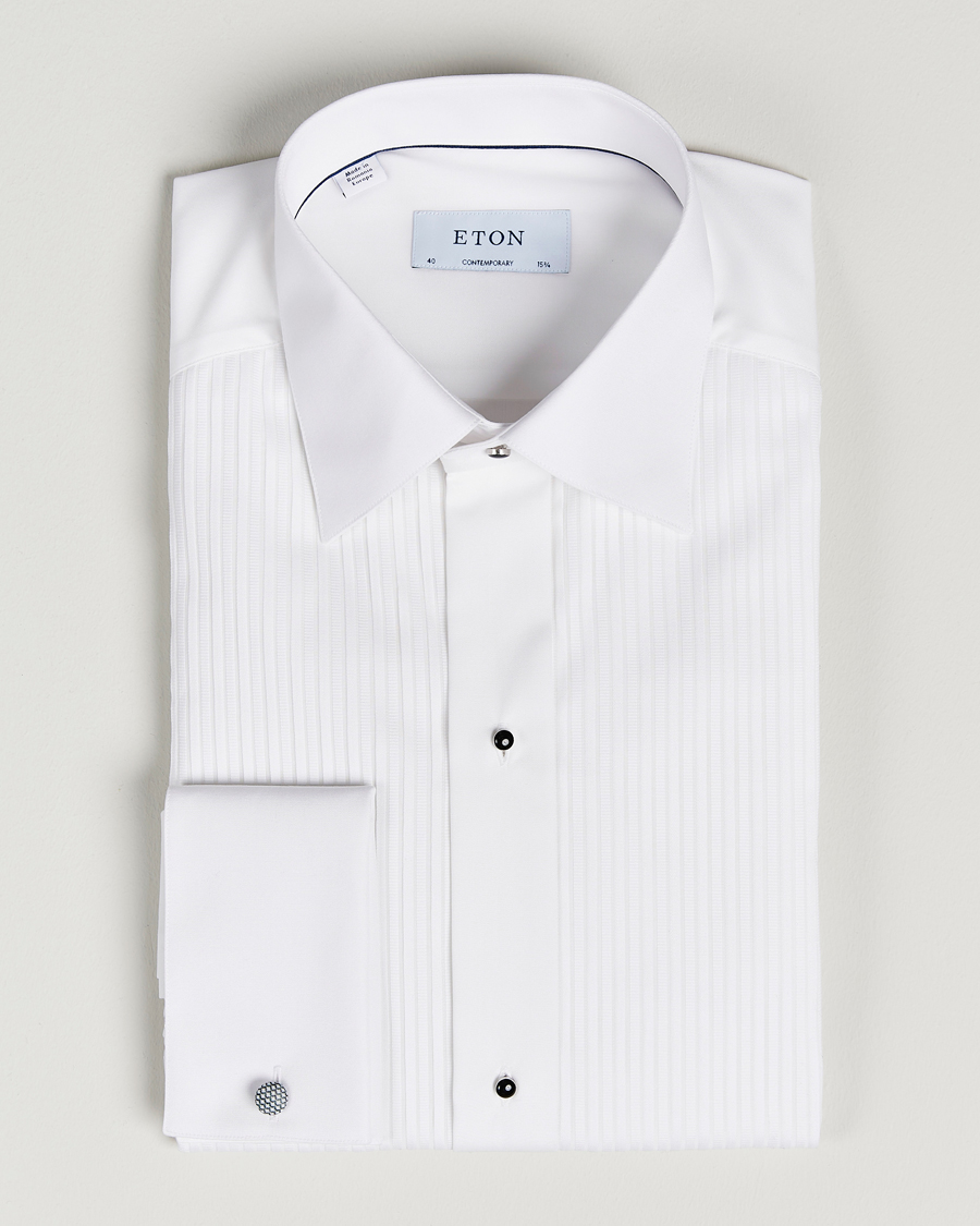Homme | Chemises | Eton | Custom Fit Tuxedo Shirt Black Ribbon White