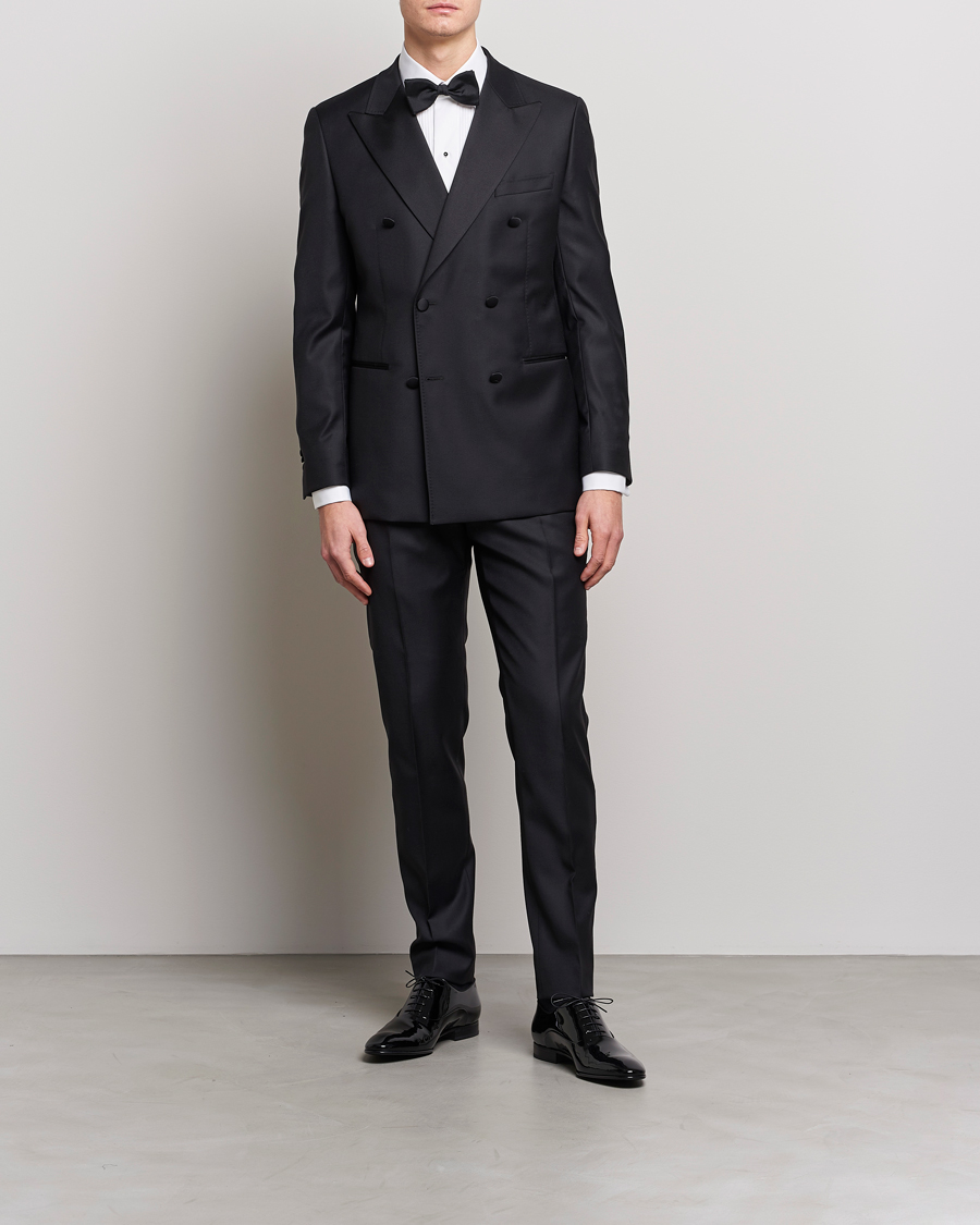 Homme | Cravate Noire | Eton | Custom Fit Tuxedo Shirt Black Ribbon White