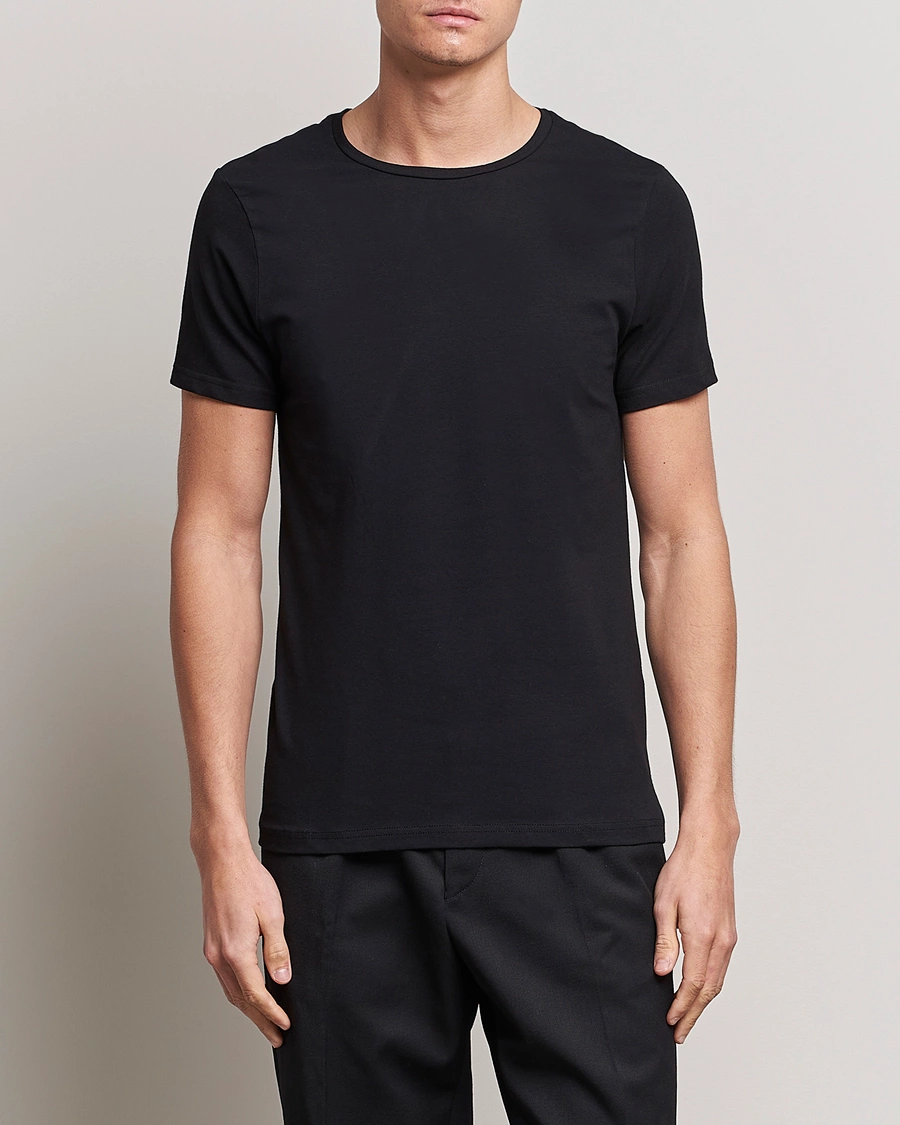 Homme | T-Shirts Noirs | Bread & Boxers | 2-Pack Crew Neck Tee Black