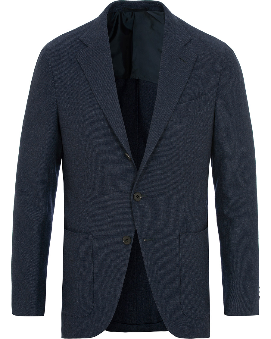 Homme | Blazers | Caruso | Aida Microstructure Melange Wool Blazer Dark Blue