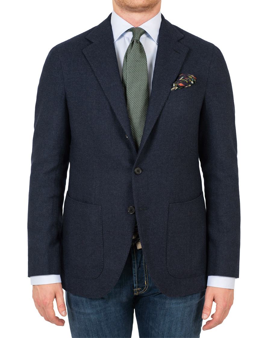 Homme | Blazers | Caruso | Aida Microstructure Melange Wool Blazer Dark Blue