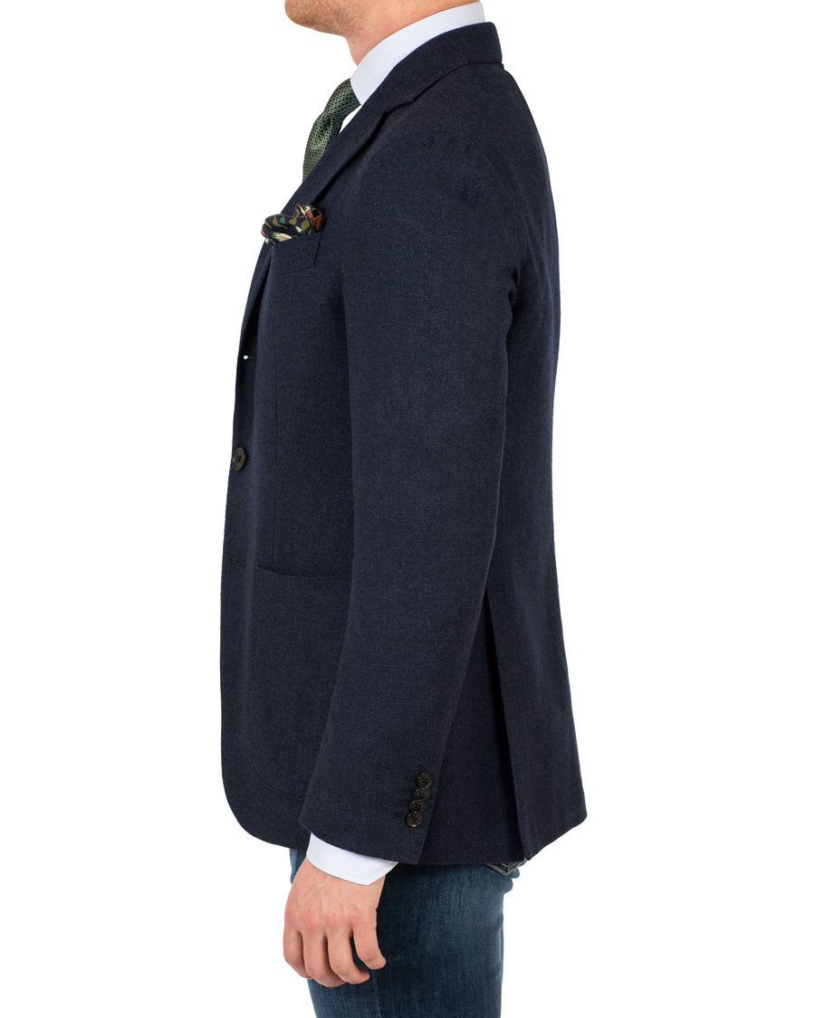 Homme | Blazers | Caruso | Aida Microstructure Melange Wool Blazer Dark Blue