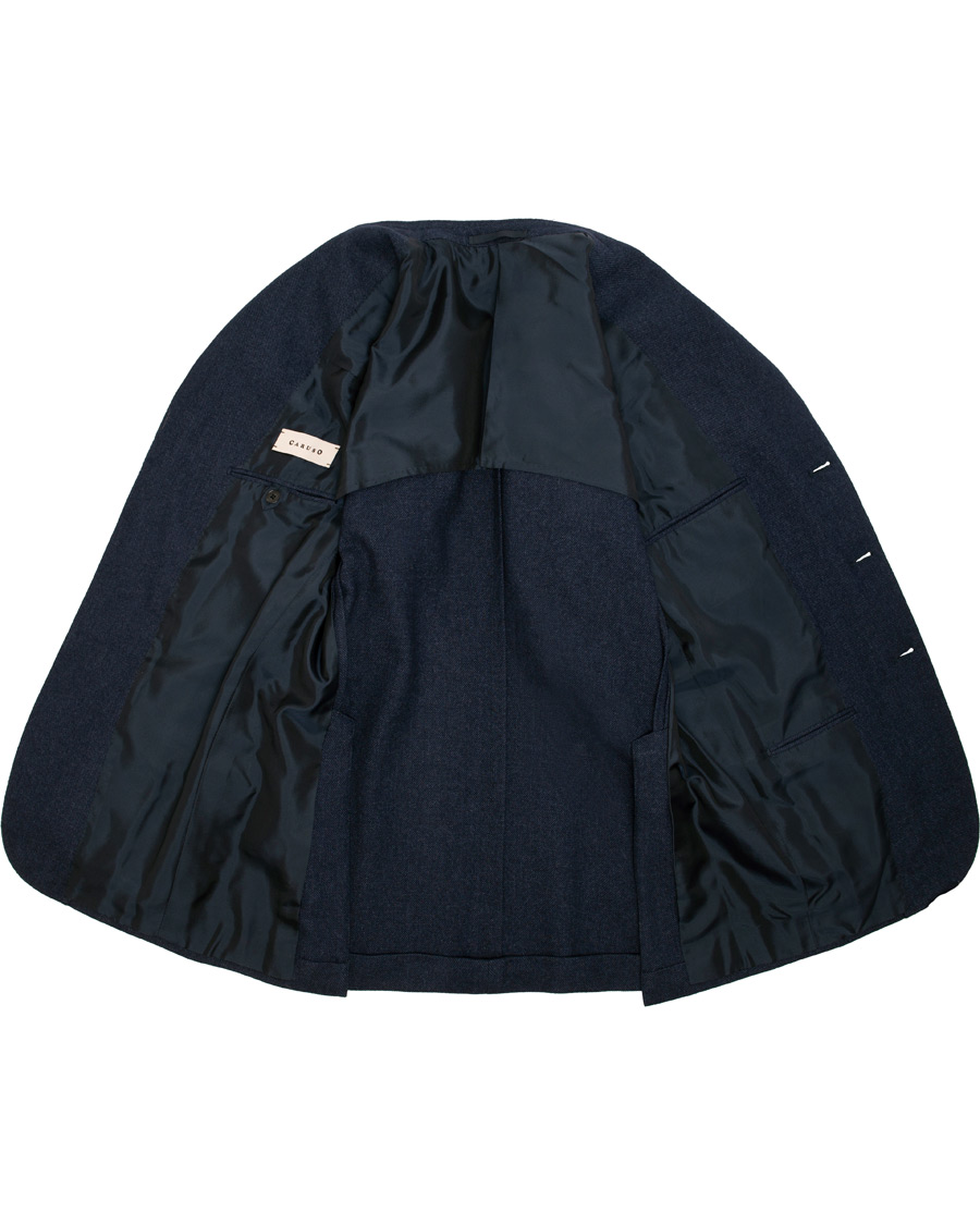 Homme | Blazers | Caruso | Aida Microstructure Melange Wool Blazer Dark Blue