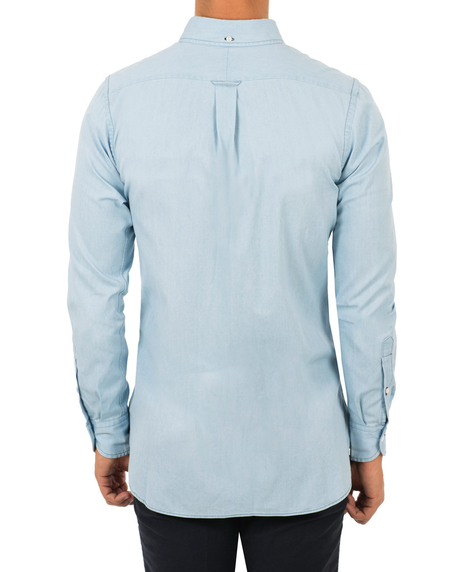 Homme | Chemises | Drake's | Slim Fit Denim Pocket Shirt Light Washed