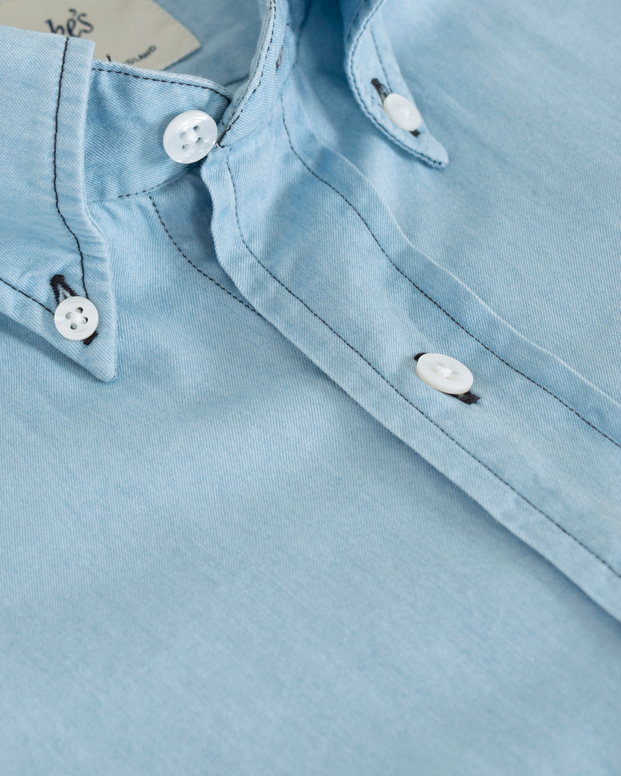 Homme | Chemises | Drake's | Slim Fit Denim Pocket Shirt Light Washed