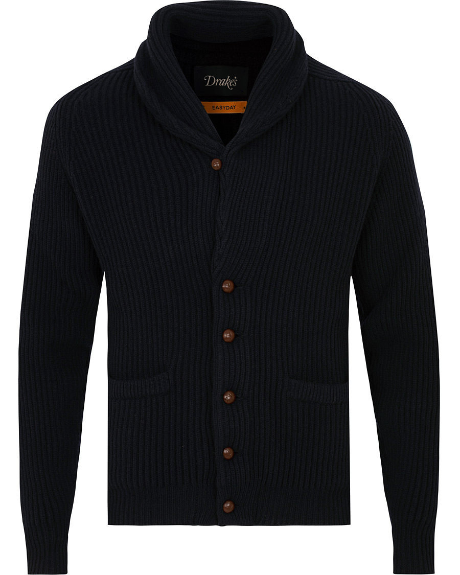 Homme | Pulls Et Tricots | Drake's | Lambswool Shawl Cardigan Navy