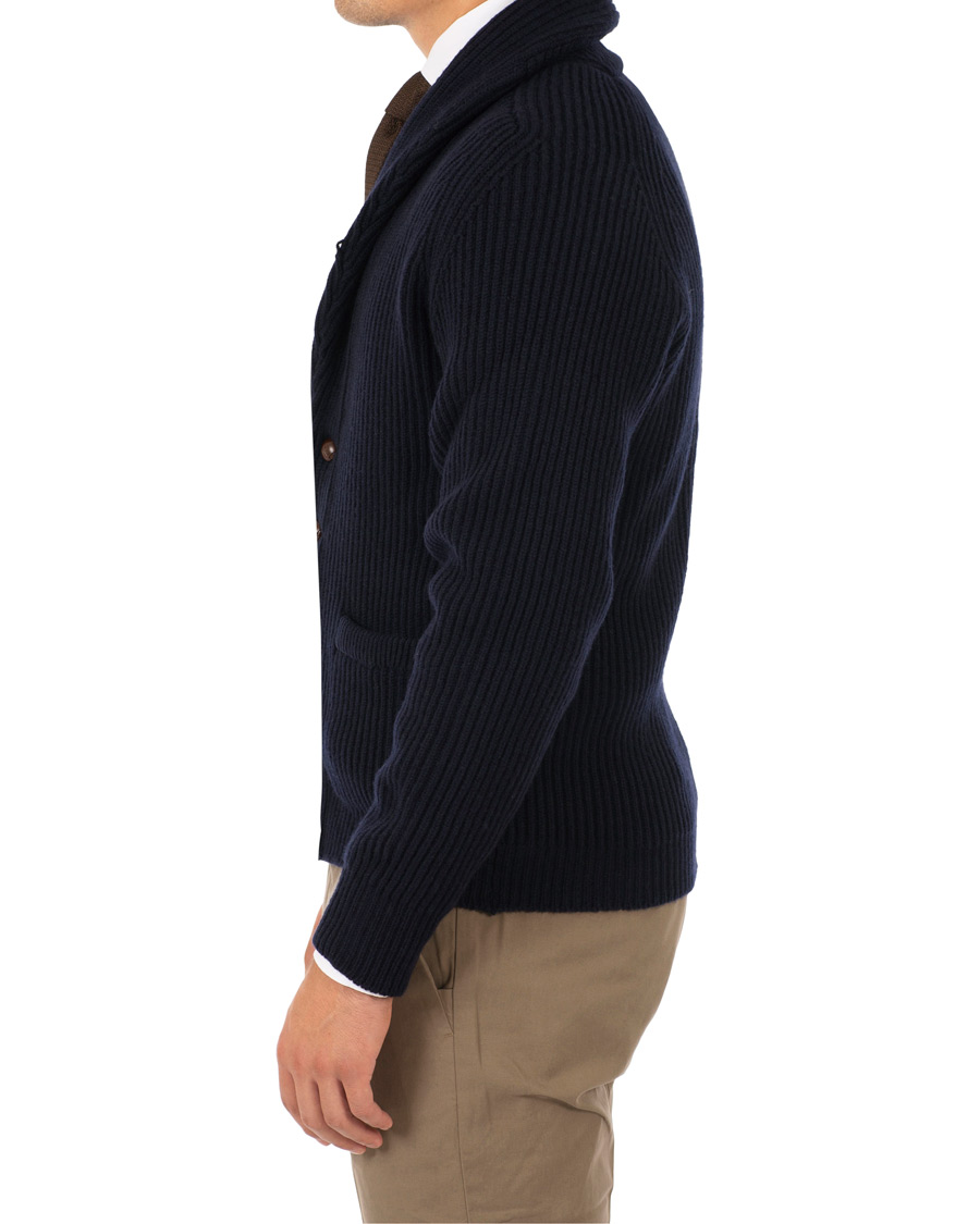 Homme | Pulls Et Tricots | Drake's | Lambswool Shawl Cardigan Navy