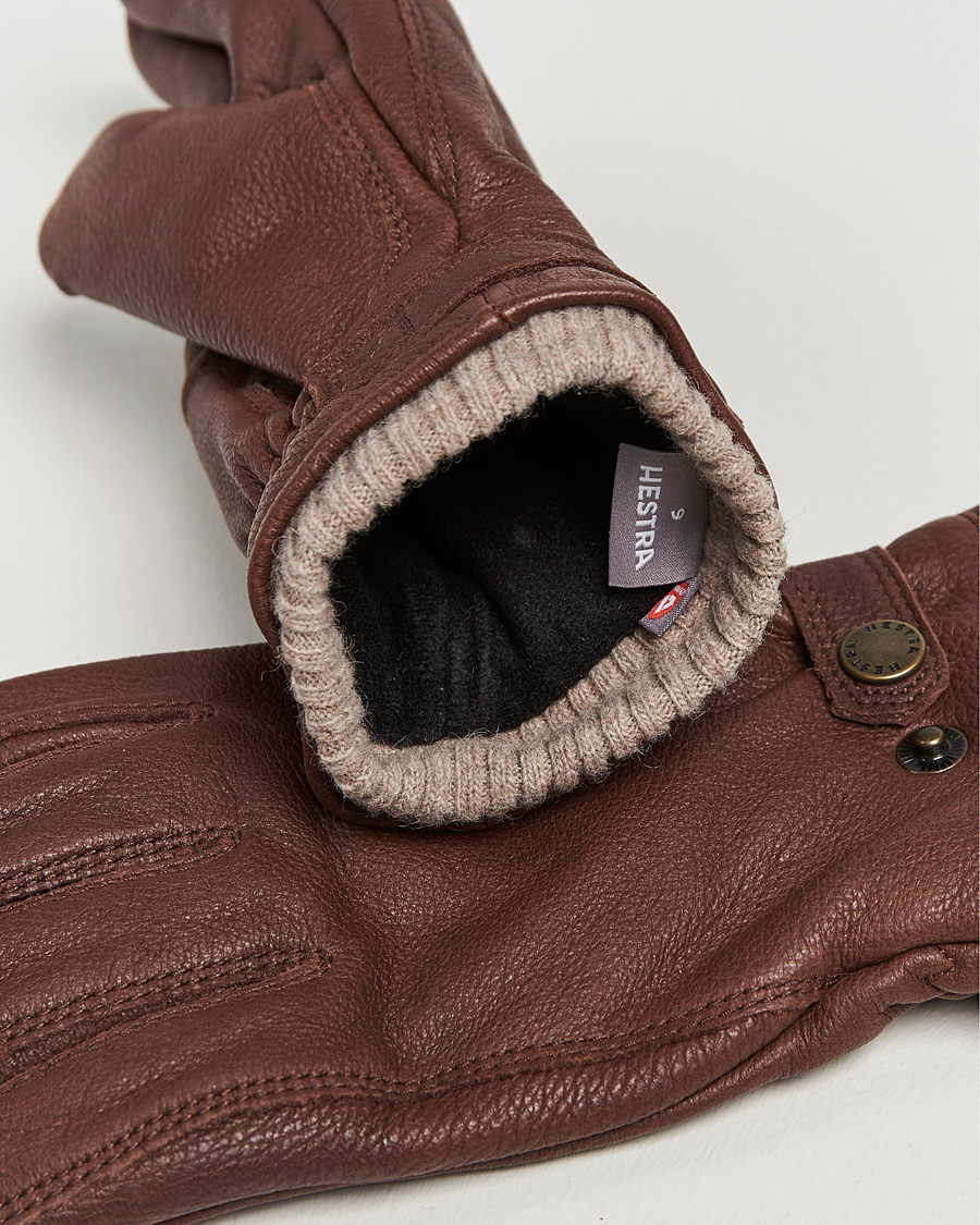 Homme | Gants | Hestra | Utsjö Fleece Lined Buckle Elkskin Glove Chestnut