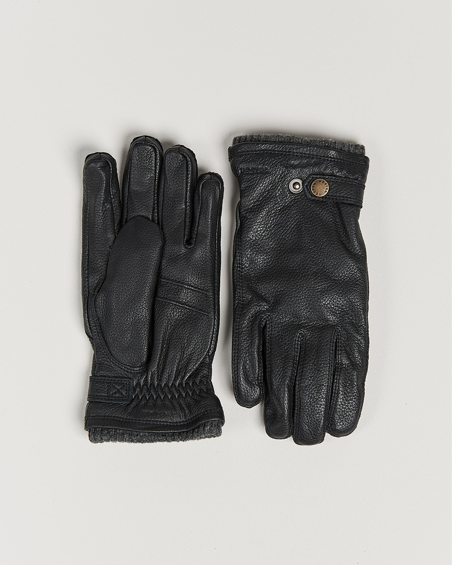 Homme | Gants | Hestra | Utsjö Fleece Lined Buckle Elkskin Glove Black