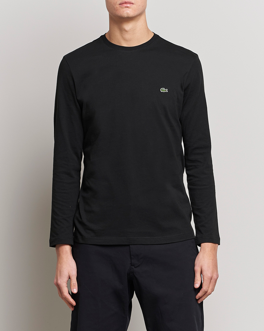 Homme | T-Shirts Noirs | Lacoste | Long Sleeve Crew Neck T-Shirt Black