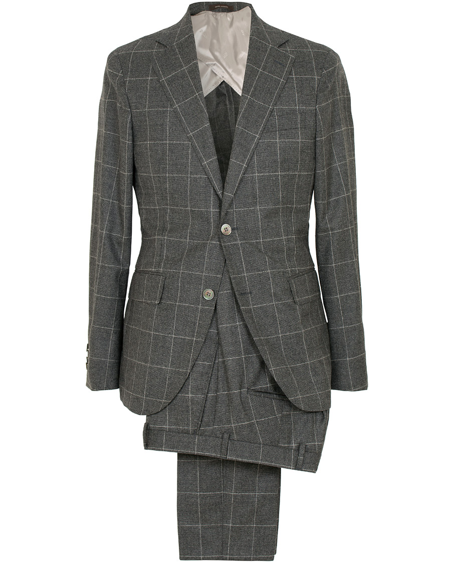 Homme | Costumes | Oscar Jacobson | Egel Super 120 Wool Vitale Barberis Check Suit Grey